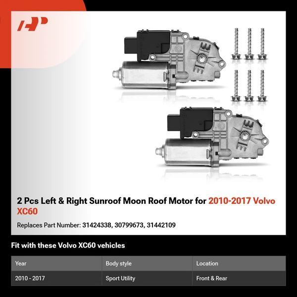 2 Pcs Left & Right Sunroof Moon Roof Motor for 2010-2017 Volvo XC60