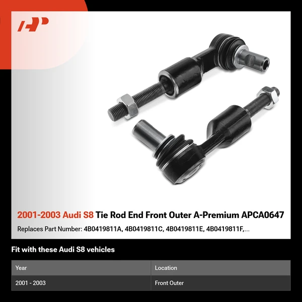 2001-2003 Audi S8 Tie Rod End Front Outer A-Premium APCA0647