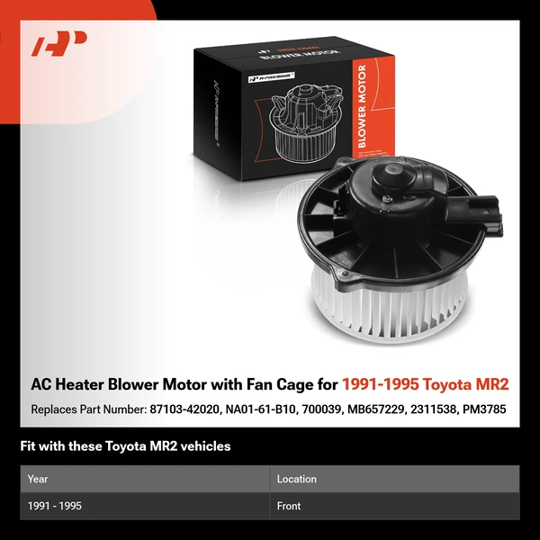 AC Heater Blower Motor with Fan Cage for 1991-1995 Toyota MR2