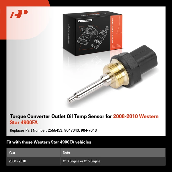 Torque Converter Outlet Oil Temp Sensor for 2008-2010 Western Star 4900FA
