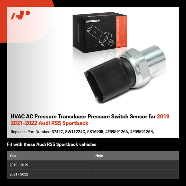 HVAC AC Pressure Transducer Pressure Switch Sensor for 2019 2021-2022 Audi RS5 Sportback