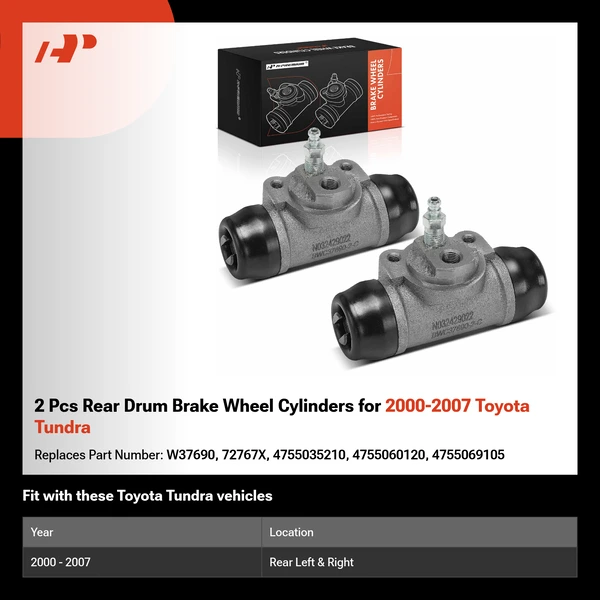 2 Pcs Rear Drum Brake Wheel Cylinders for 2000-2007 Toyota Tundra