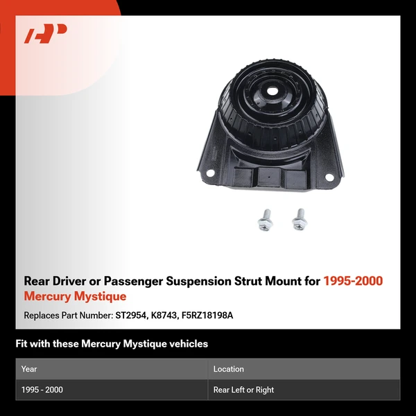 Rear Driver or Passenger Suspension Strut Mount for 1995-2000 Mercury Mystique