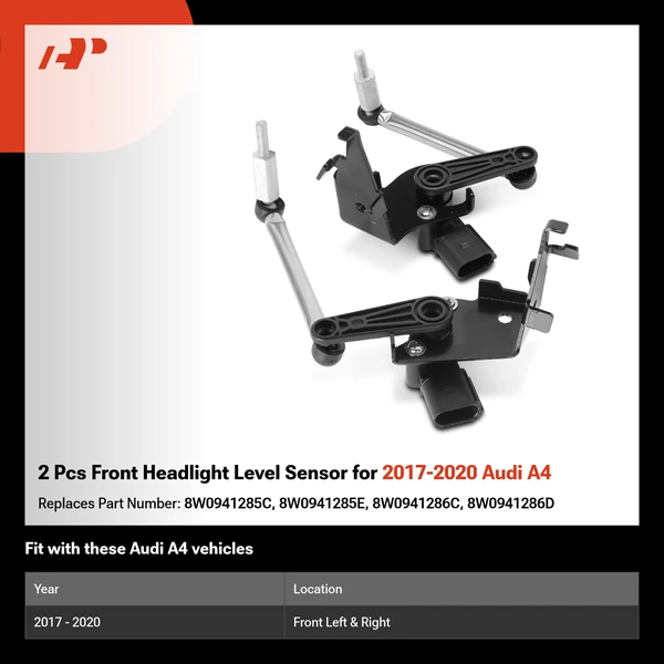 2 Pcs Front Headlight Level Sensor for 2017-2020 Audi A4