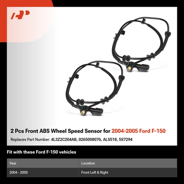 2 Pcs Front ABS Wheel Speed Sensor for 2004-2005 Ford F-150