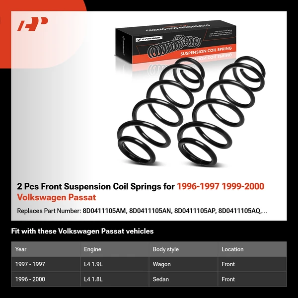 2 Pcs Front Suspension Coil Springs for 1996-1997 1999-2000 Volkswagen Passat