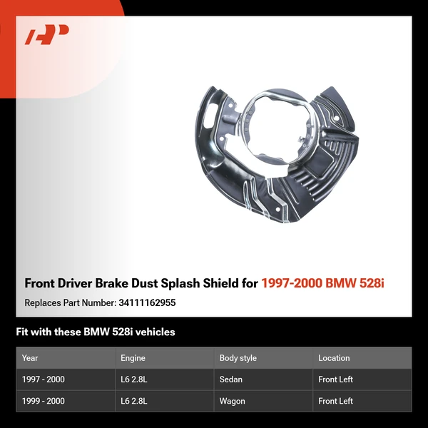 Front Driver Brake Dust Splash Shield for 1997-2000 BMW 528i