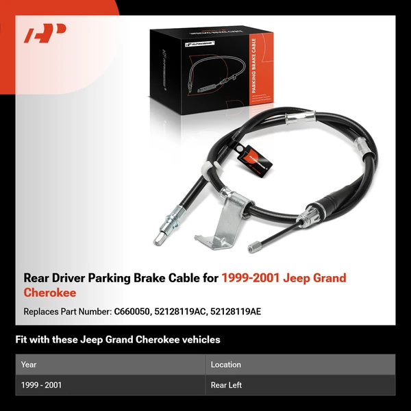 Rear Driver Parking Brake Cable for 1999-2001 Jeep Grand Cherokee