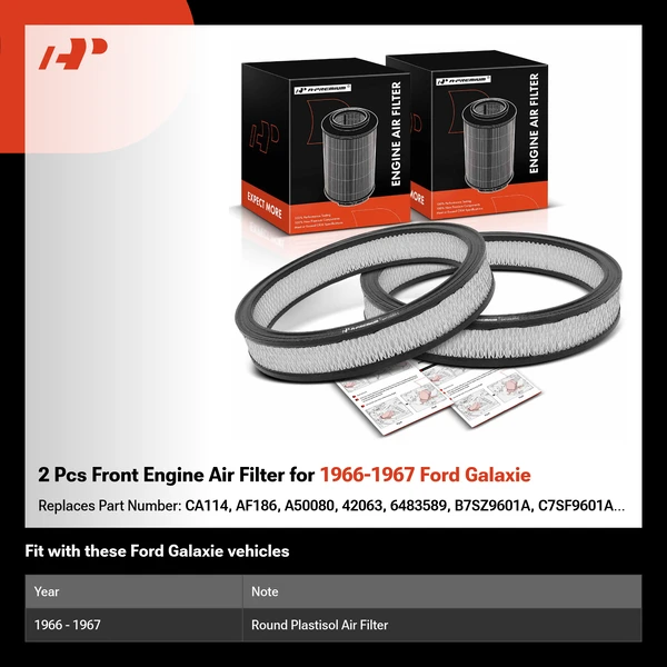 2 Pcs Front Engine Air Filter for 1966-1967 Ford Galaxie