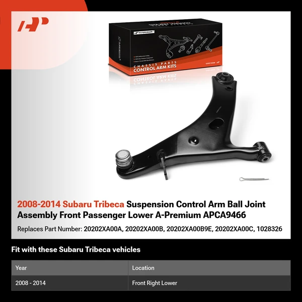 2008-2014 Subaru Tribeca Suspension Control Arm Ball Joint Assembly Front Passenger Lower A-Premium APCA9466