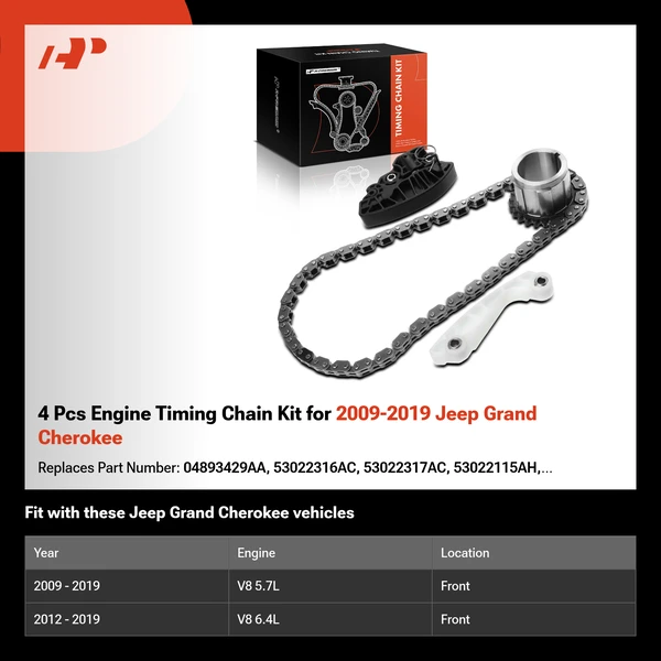4 Pcs Engine Timing Chain Kit for 2009-2019 Jeep Grand Cherokee