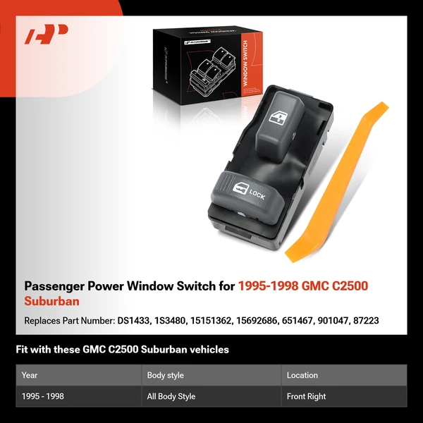 Passenger Power Window Switch for 1995-1998 GMC C2500 Suburban