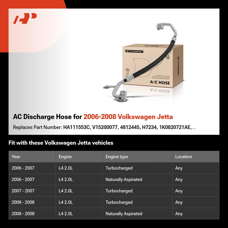 AC Discharge Hose for 2006-2008 Volkswagen Jetta