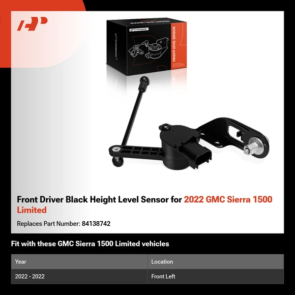 Front Driver Black Height Level Sensor for 2022 GMC Sierra 1500 Limited