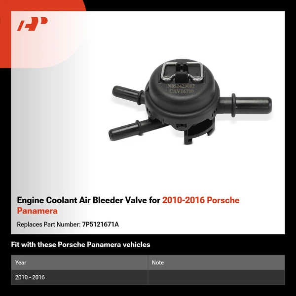 Engine Coolant Air Bleeder Valve for 2010-2016 Porsche Panamera