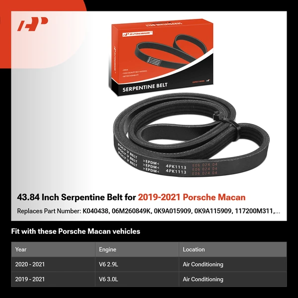 43.84 Inch Serpentine Belt for 2019-2021 Porsche Macan