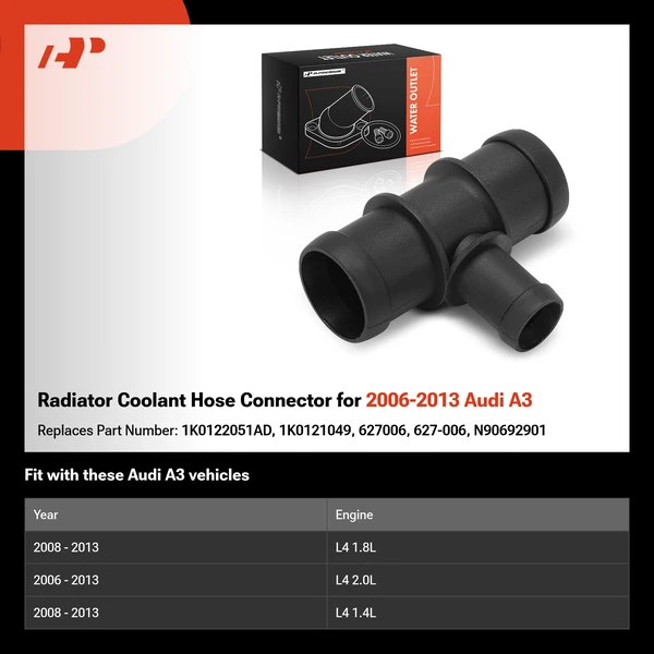 Radiator Coolant Hose Connector for 2006-2013 Audi A3
