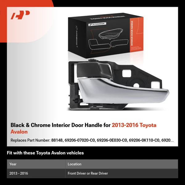 Black & Chrome Interior Door Handle for 2013-2016 Toyota Avalon