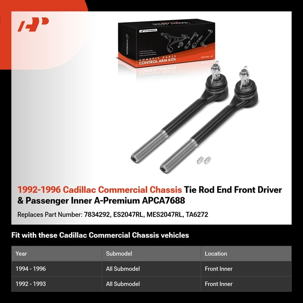 1992-1996 Cadillac Commercial Chassis Tie Rod End Front Driver & Passenger Inner A-Premium APCA7688