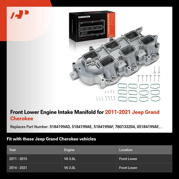 Front Lower Engine Intake Manifold for 2011-2021 Jeep Grand Cherokee