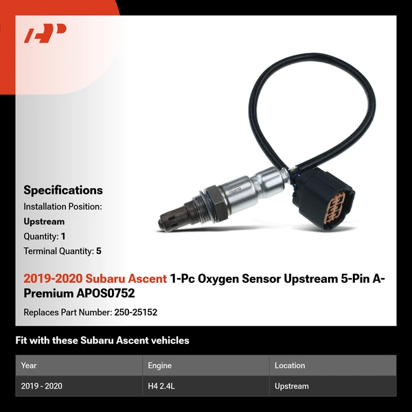 2019-2020 Subaru Ascent 1-Pc Oxygen Sensor Upstream 5-Pin A-Premium APOS0752