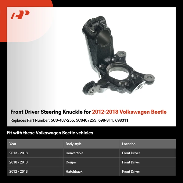 Front Driver Steering Knuckle for 2012-2018 Volkswagen Beetle