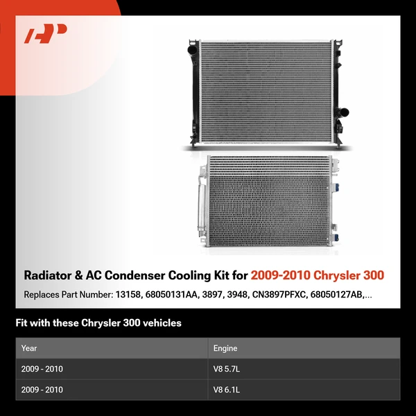 Radiator & AC Condenser Cooling Kit for 2009-2010 Chrysler 300