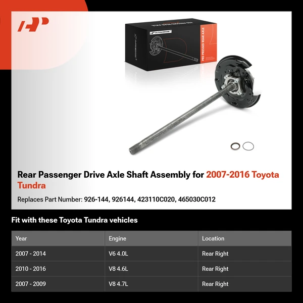 Rear Passenger Drive Axle Shaft Assembly for 2007-2016 Toyota Tundra