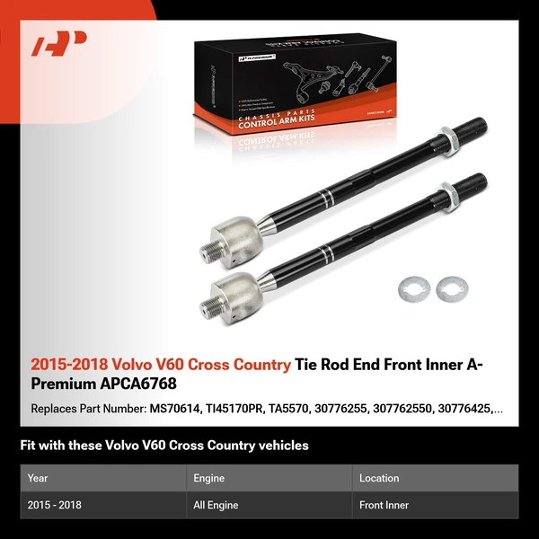 2015-2018 Volvo V60 Cross Country Tie Rod End Front Inner A-Premium APCA6768