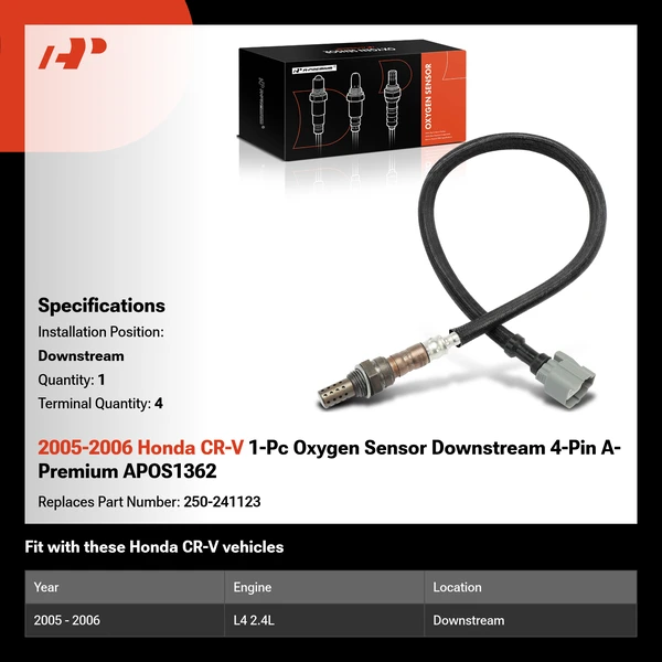 2005-2006 Honda CR-V 1-Pc Oxygen Sensor Downstream 4-Pin A-Premium APOS1362