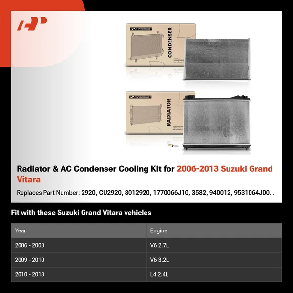 Radiator & AC Condenser Cooling Kit for 2006-2013 Suzuki Grand Vitara