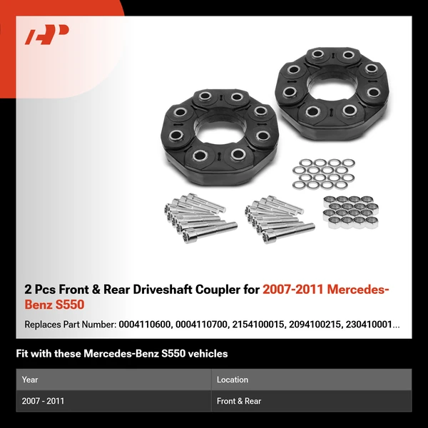 2 Pcs Front & Rear Driveshaft Coupler for 2007-2011 Mercedes-Benz S550