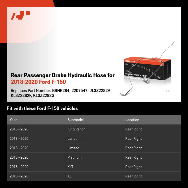 Rear Passenger Brake Hydraulic Hose for 2018-2020 Ford F-150