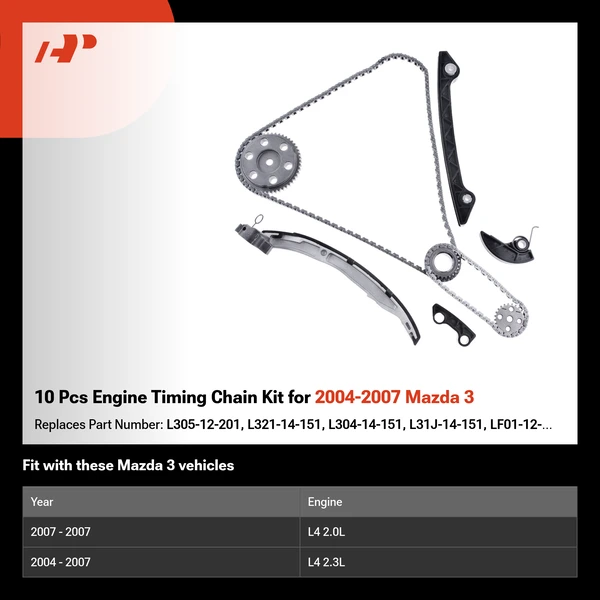 10 Pcs Engine Timing Chain Kit for 2004-2007 Mazda 3