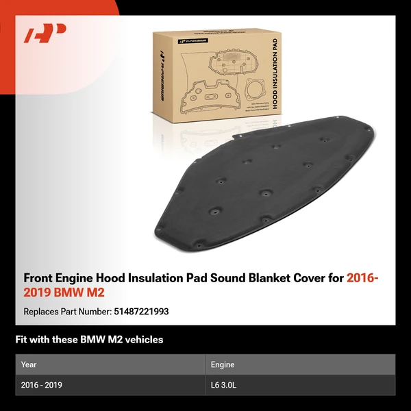 Front Engine Hood Insulation Pad Sound Blanket Cover for 2016-2019 BMW M2