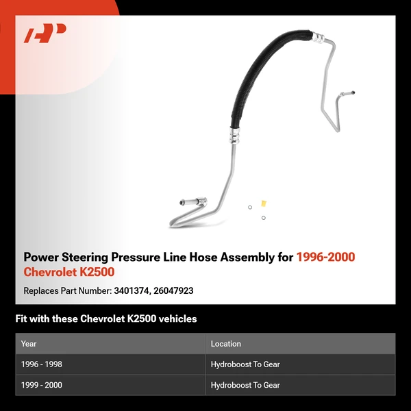 Power Steering Pressure Line Hose Assembly for 1996-2000 Chevrolet K2500