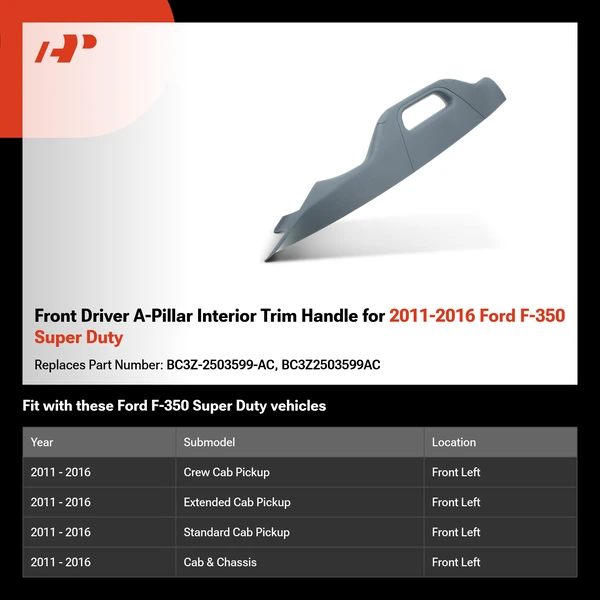 Front Driver A-Pillar Interior Trim Handle for 2011-2016 Ford F-350 Super Duty