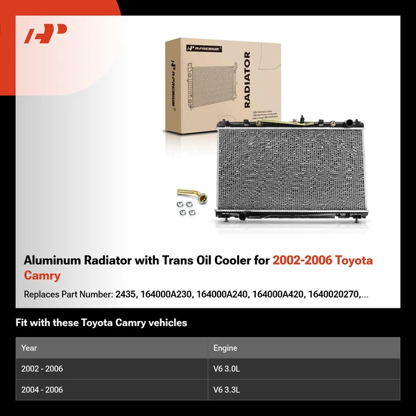 Aluminum Radiator with Trans Oil Cooler for 2002-2006 Toyota Camry
