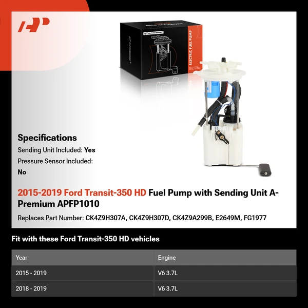 2015-2019 Ford Transit-350 HD Fuel Pump with Sending Unit A-Premium APFP1010