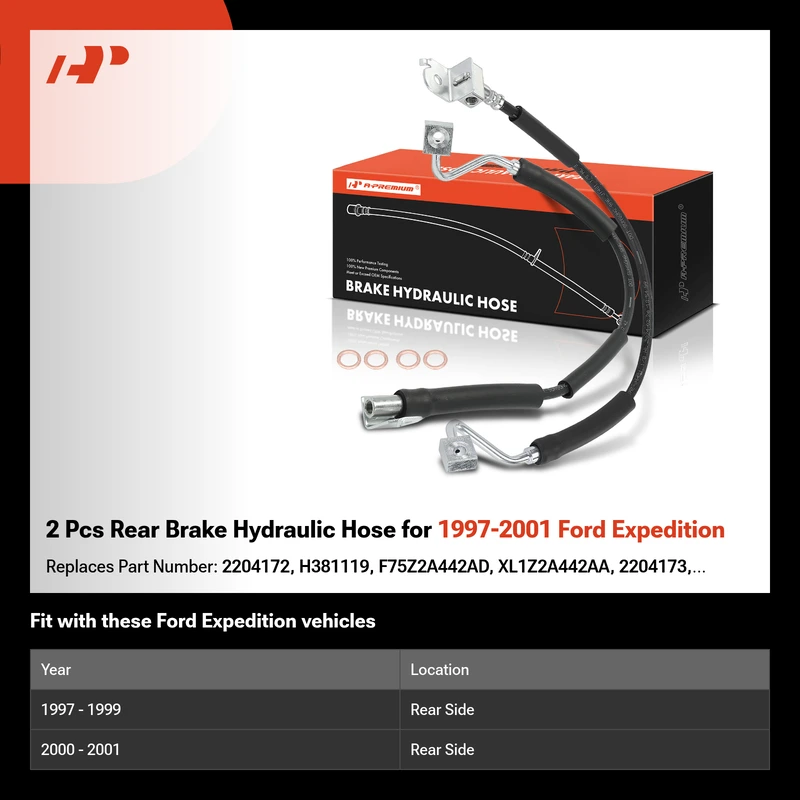 2 Pcs Rear Brake Hydraulic Hose for 1997-2001 Ford Expedition