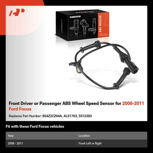 Front Driver or Passenger ABS Wheel Speed Sensor for 2008-2011 Ford Focus