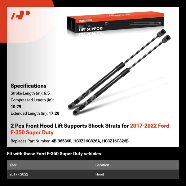 2 Pcs Front Hood Lift Supports Shock Struts for 2017-2022 Ford F-350 Super Duty