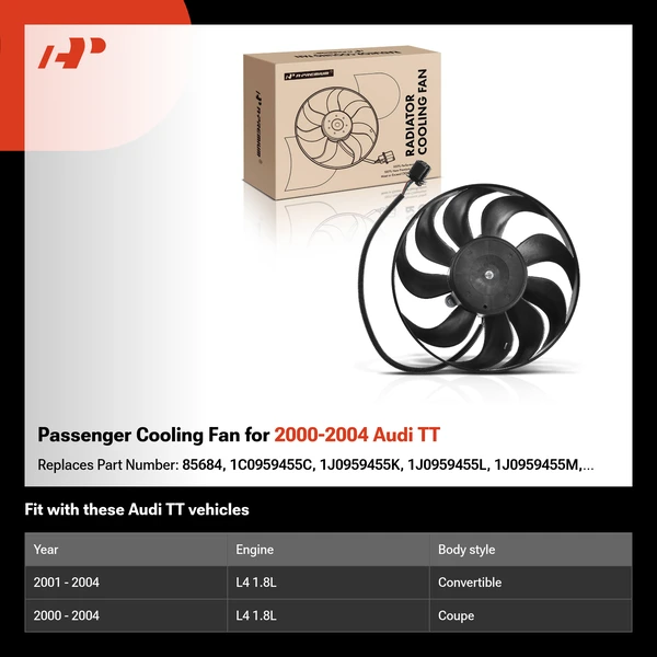 Passenger Cooling Fan for 2000-2004 Audi TT
