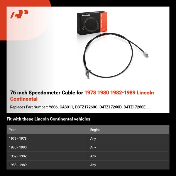 76 inch Speedometer Cable for 1978 1980 1982-1989 Lincoln Continental