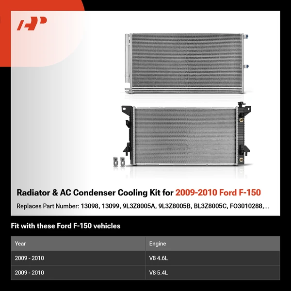 Radiator & AC Condenser Cooling Kit for 2009-2010 Ford F-150