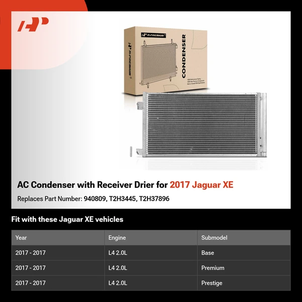 AC Condenser with Receiver Drier for 2017 Jaguar XE