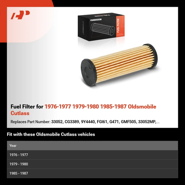 Fuel Filter for 1976-1977 1979-1980 1985-1987 Oldsmobile Cutlass