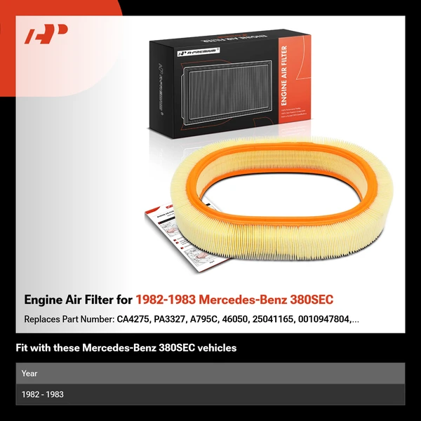 Engine Air Filter for 1982-1983 Mercedes-Benz 380SEC