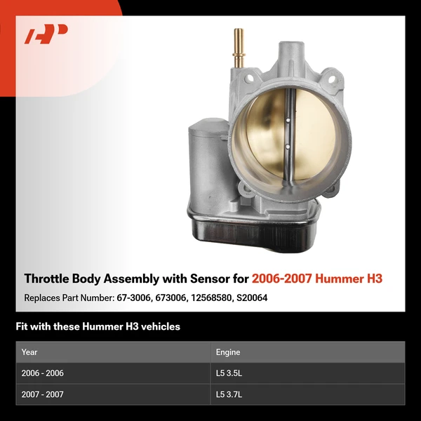 Throttle Body Assembly with Sensor for 2006-2007 Hummer H3