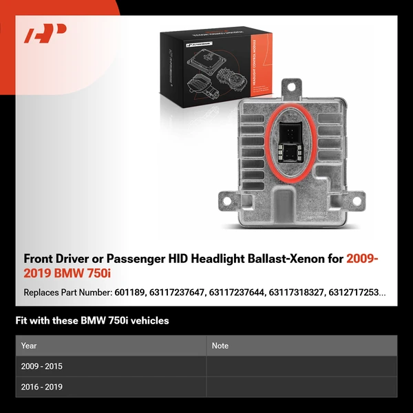 Front Driver or Passenger HID Headlight Ballast-Xenon for 2009-2019 BMW 750i